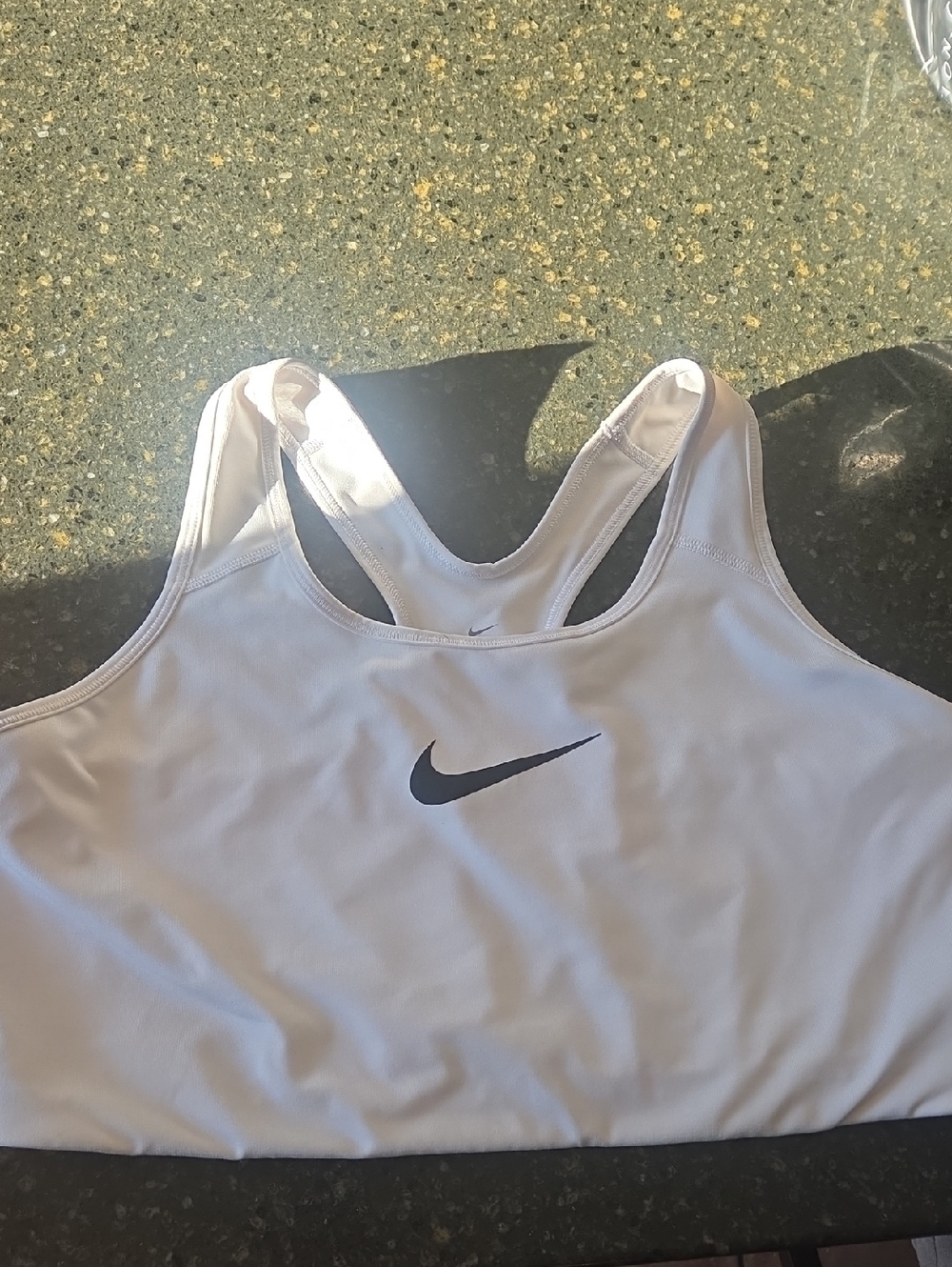 Nike White and Black Racerback Sports Bra